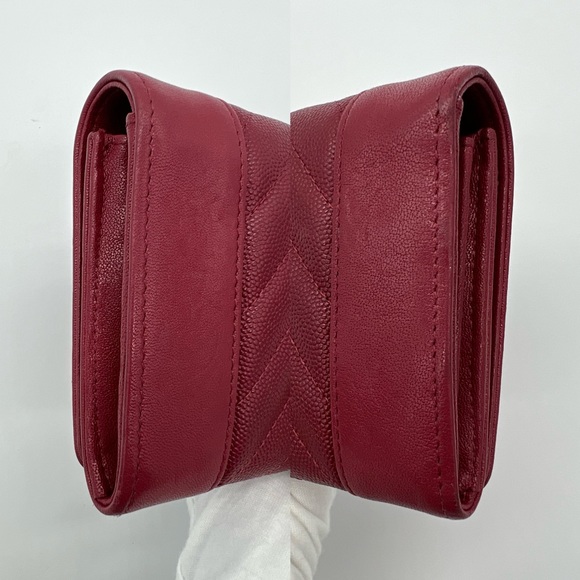 Authentic Chanel red chevron caviar flap long wallet - Picture 9 of 16